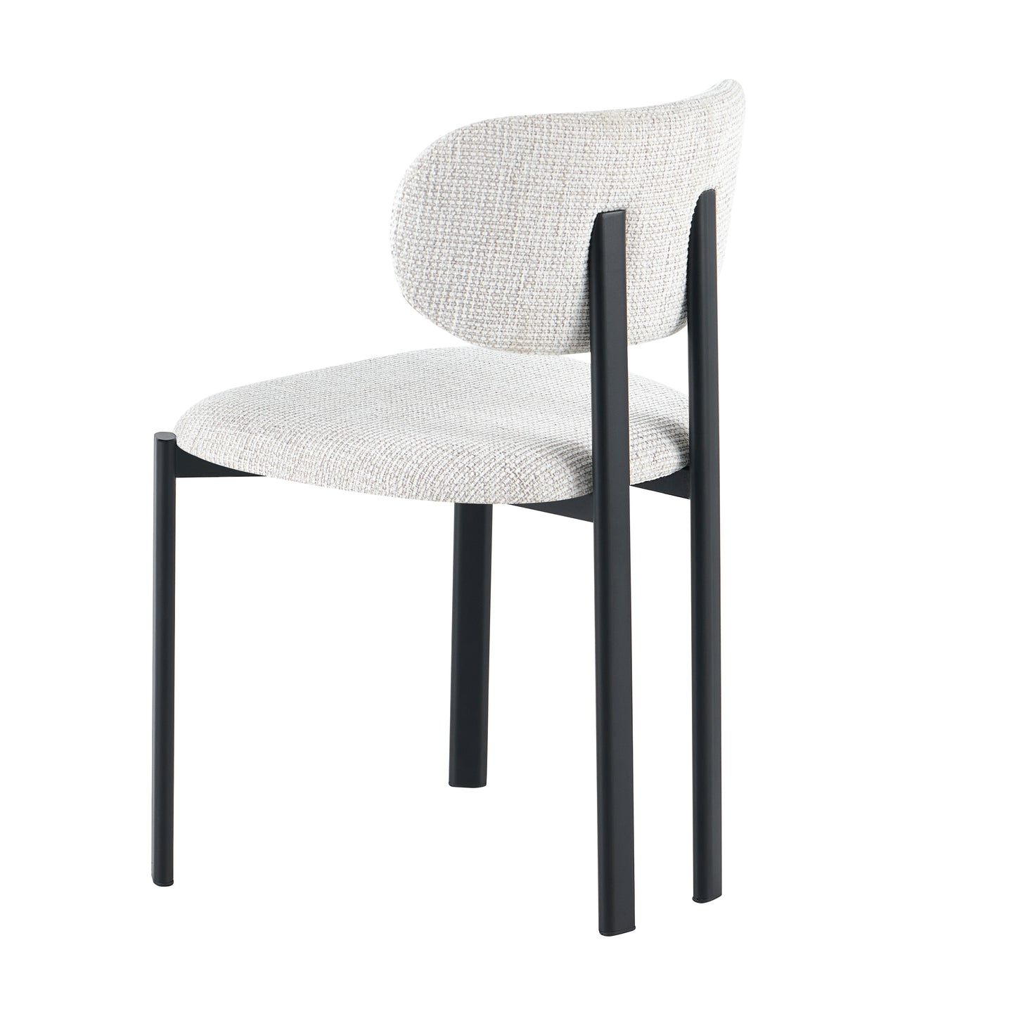 Light White Textured Fabric Dining Chair - 25A49