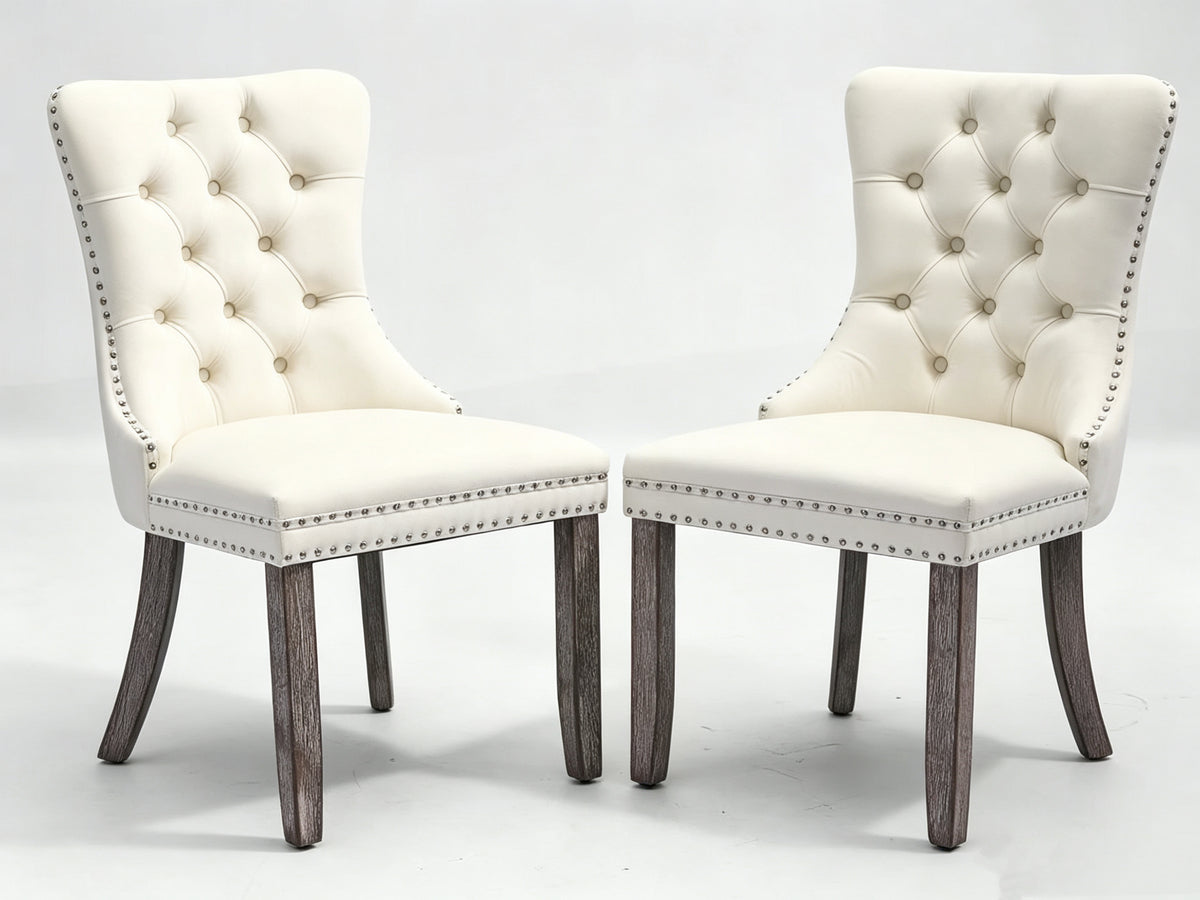 French Tufted Velvet Dining Chair