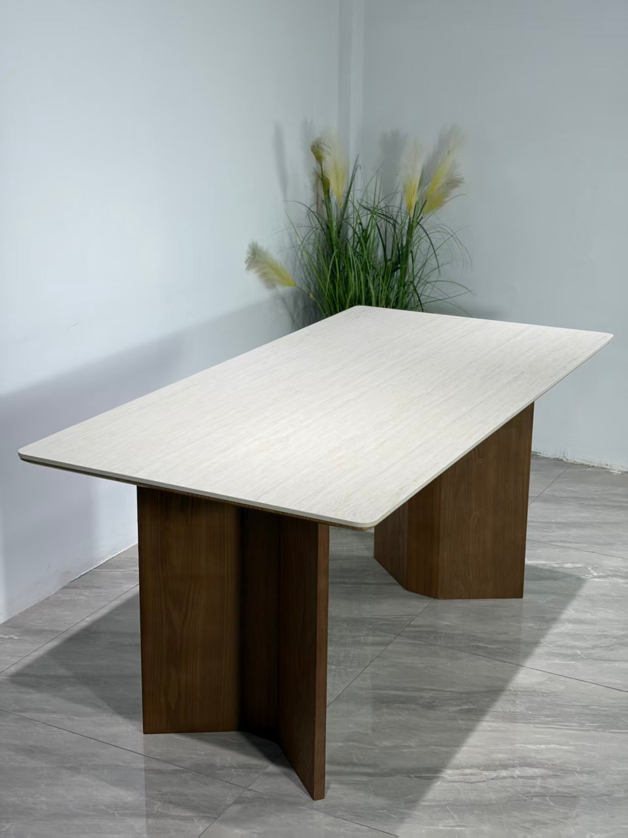 T‑028 1.8m Solid Timber Base Sintered Stone Dining Table