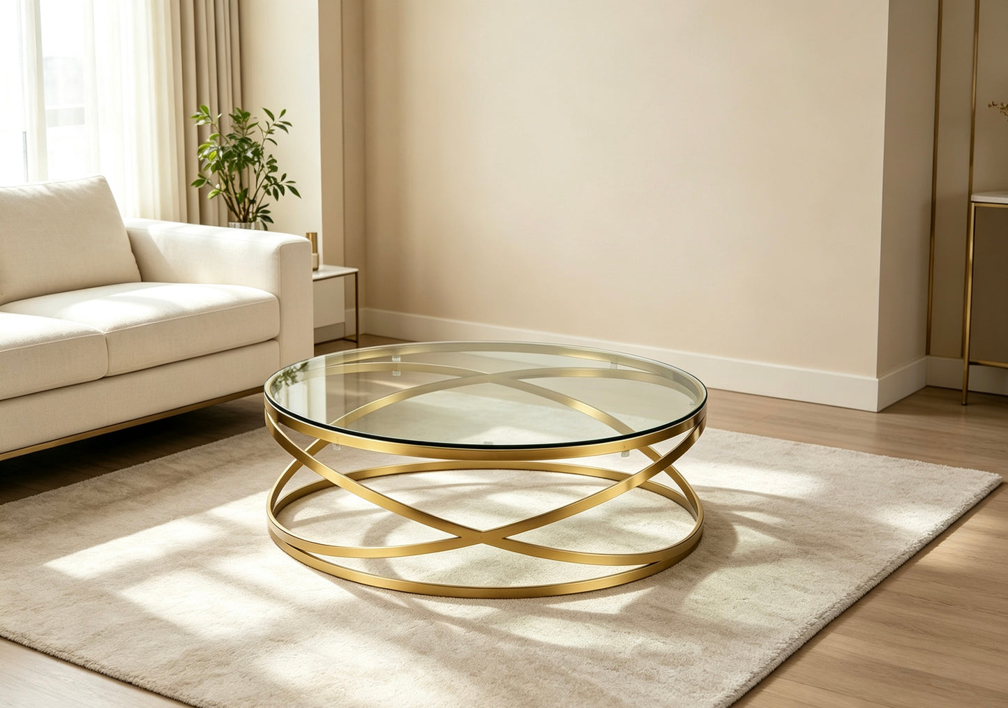 CT101 Gold Frame Round Coffee Table
