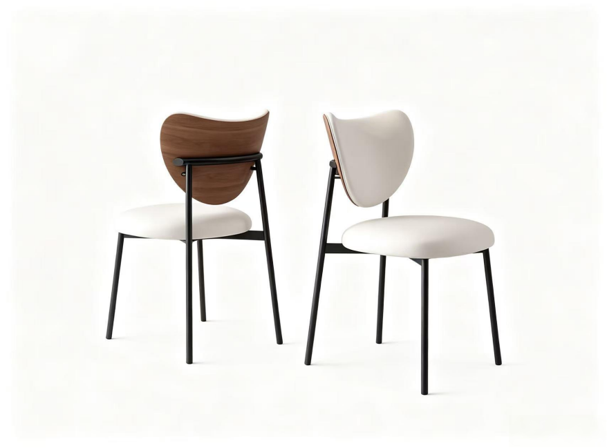 Cream PU Curved Back Dining Chair-Y209 (Set of 2)