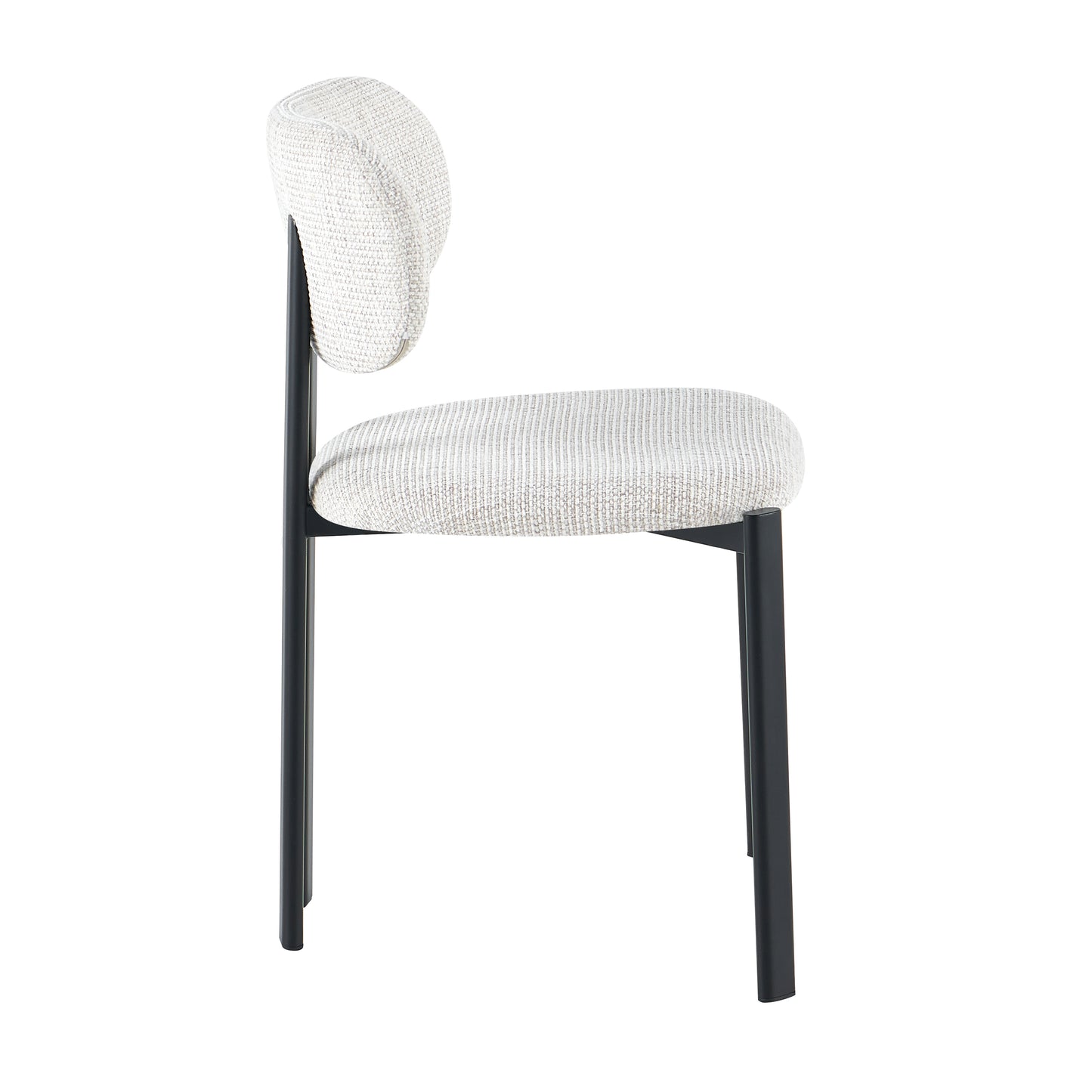 Light White Textured Fabric Dining Chair - 25A49