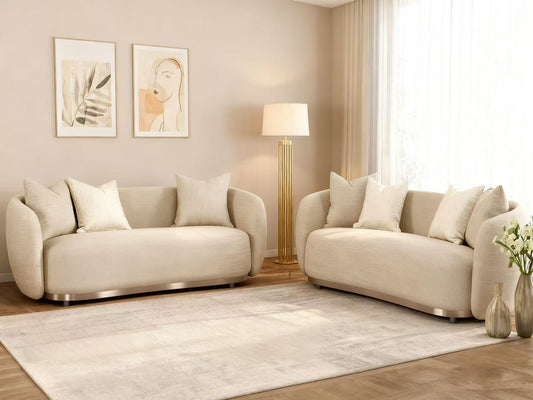 Beige Fabric 3+2 Seater Sofa - CL8025