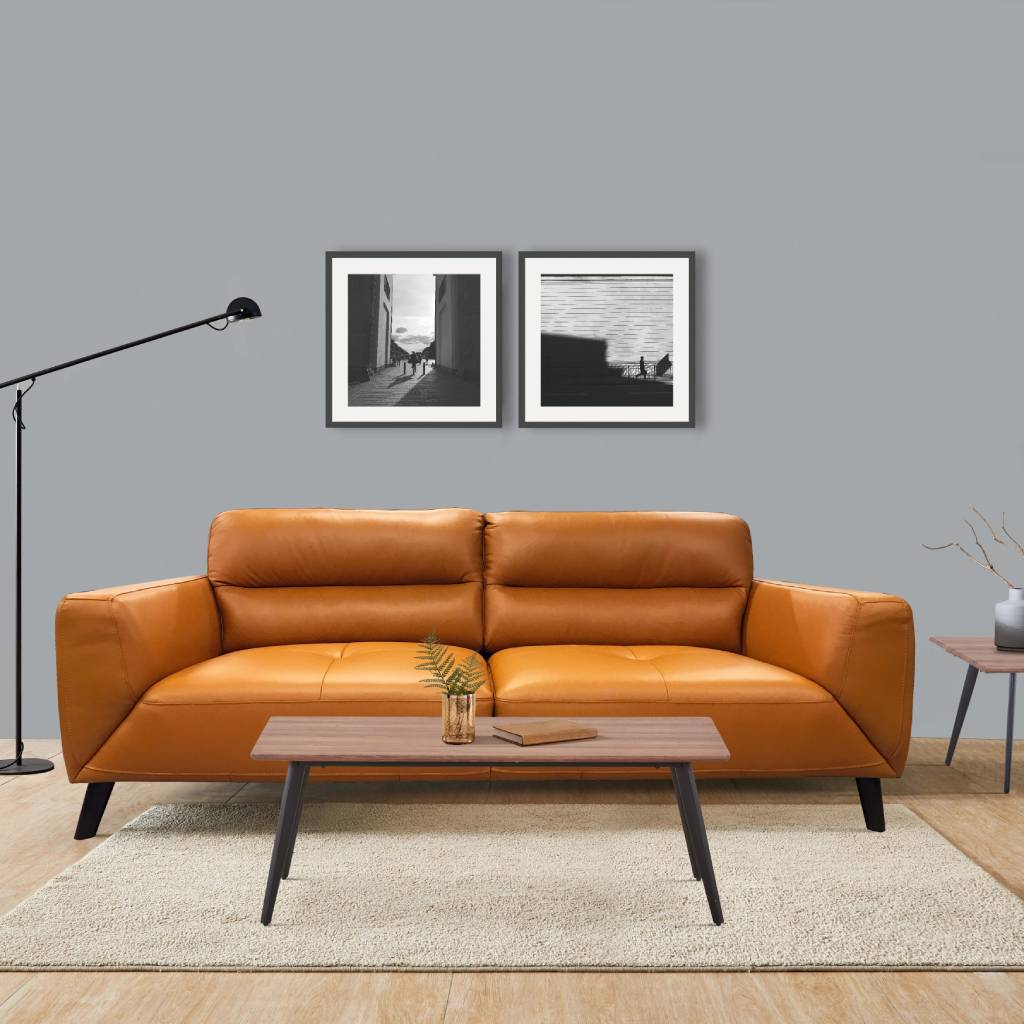 Tangerine Faux Leather 3 Seater Sofa