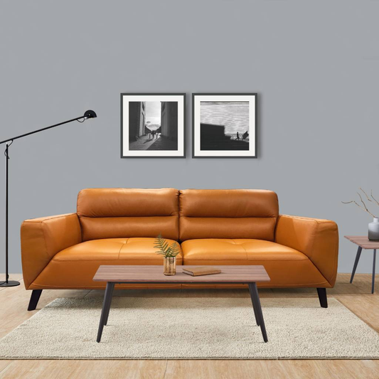 Tangerine Faux Leather 3 Seater Sofa