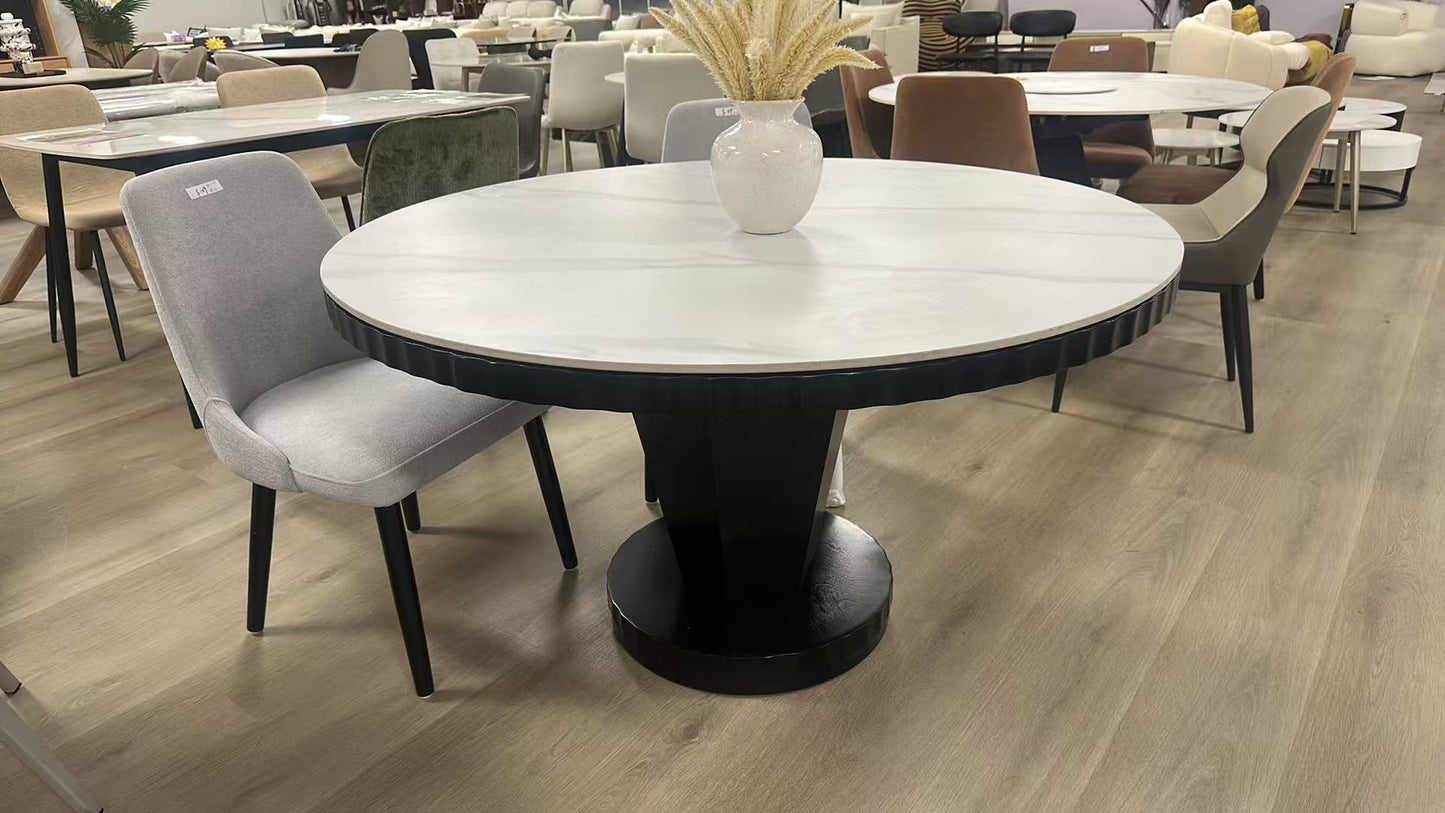 DT993 1.3m Wavy Edge Round Sintered Stone Dining Table