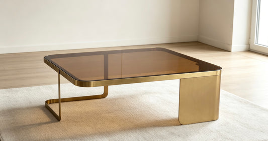 CT8088 Gold Frame Smoked Glass Coffee Table