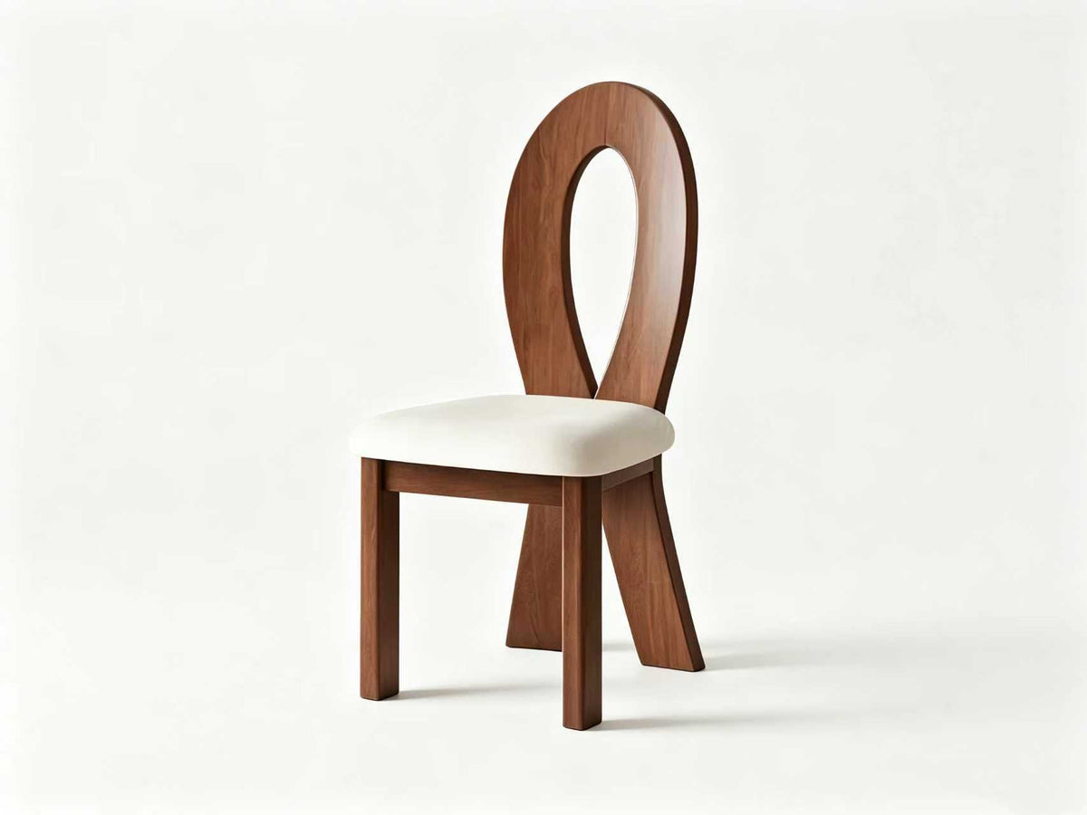 Cream Fabric Hollow Back Wooden Dining Chair-Y222 (Set of 2)