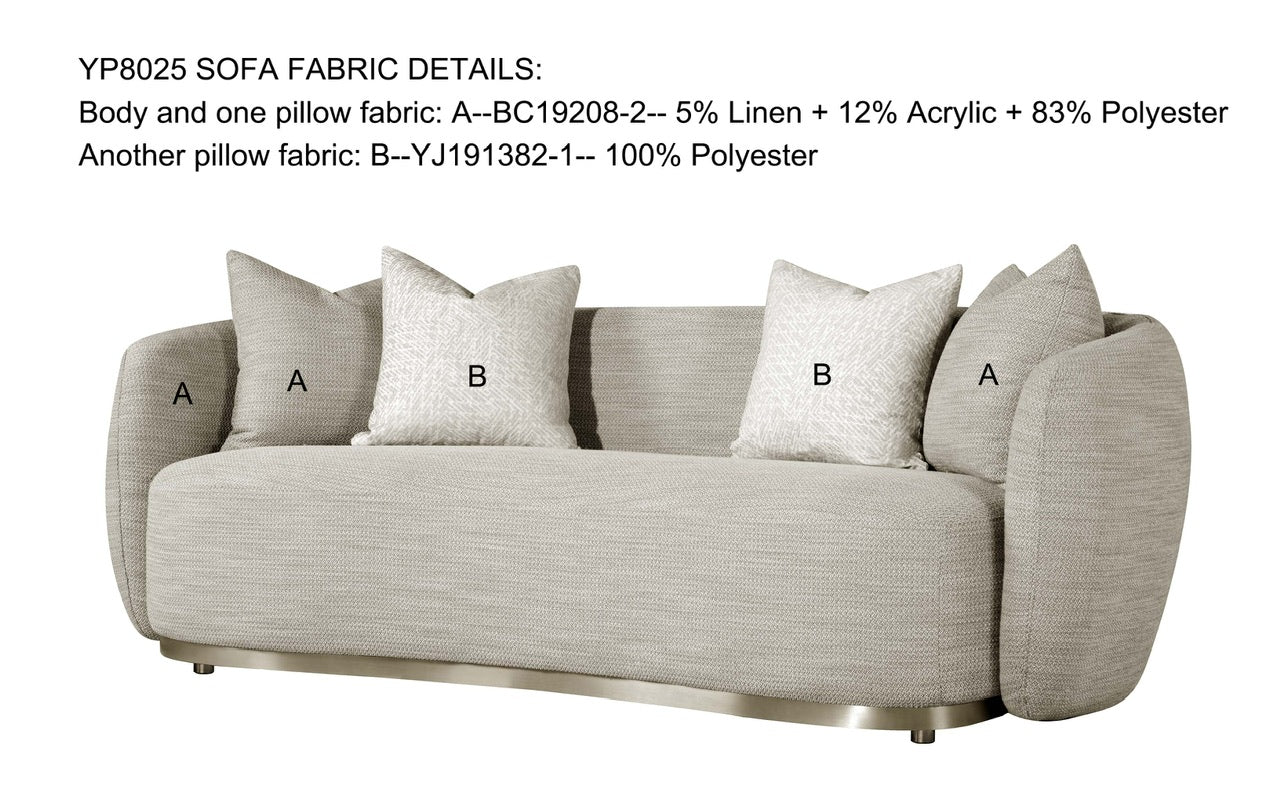 Beige Fabric 3 Seater Sofa - CL8025