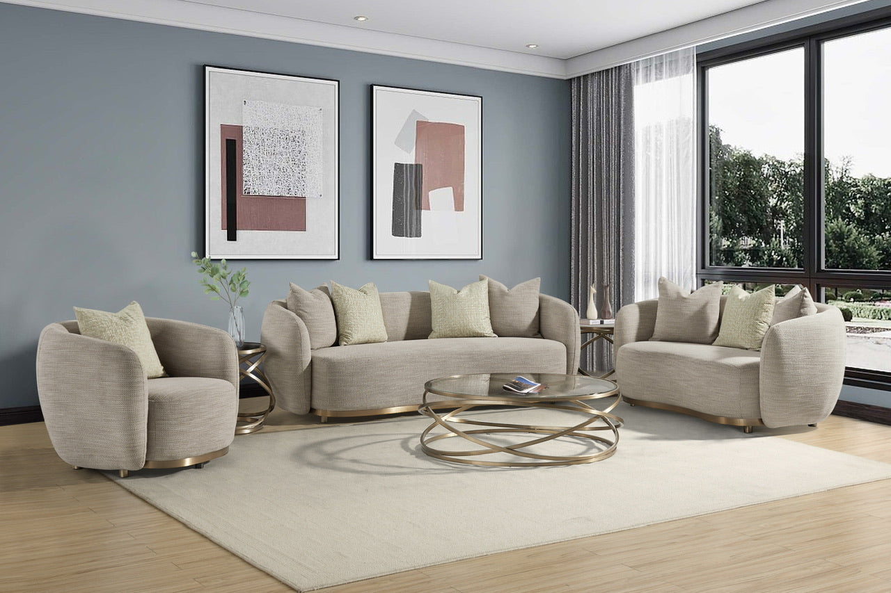 Beige Fabric 3 Seater Sofa - CL8025